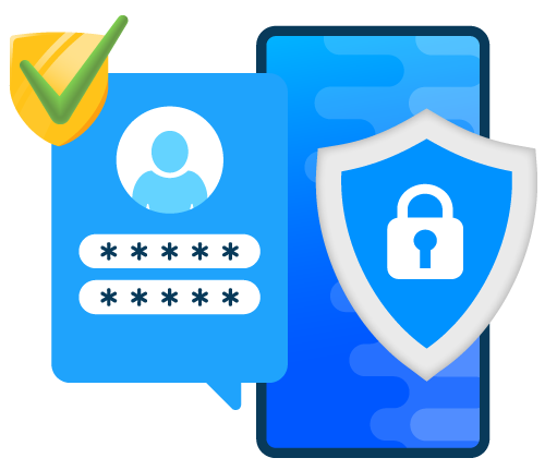 Mobile application and password shielded by lock vector