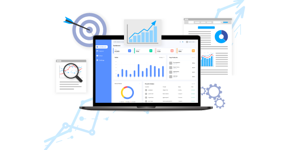 CRM dashboard and sales and marketing reports 