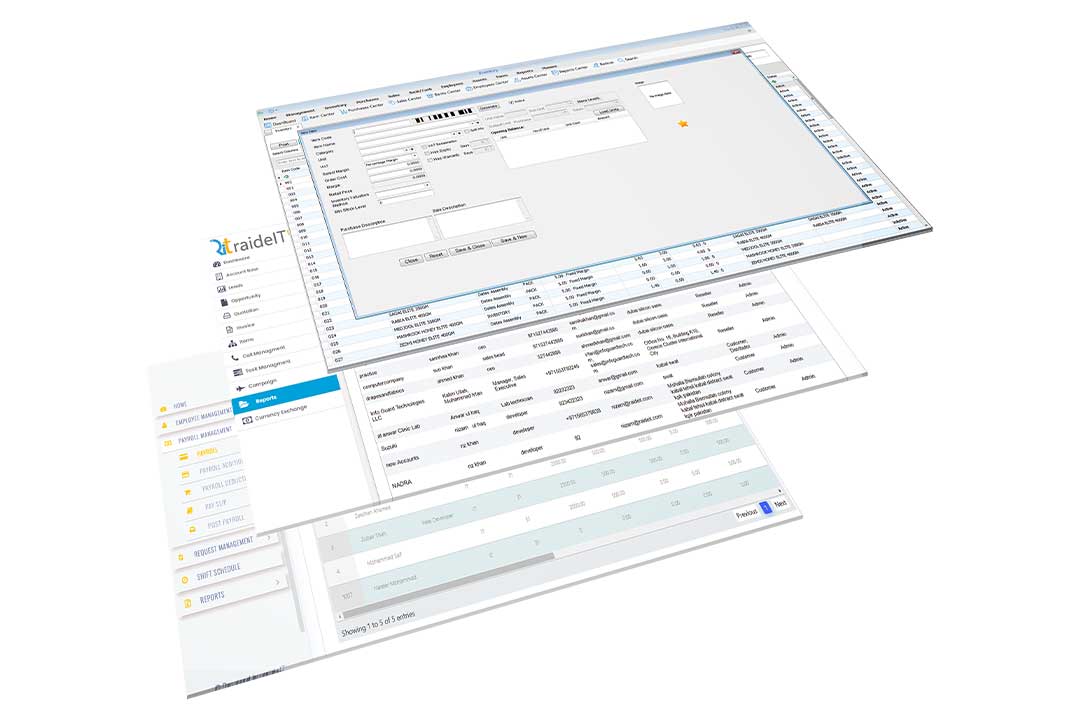 Screens of human resources software