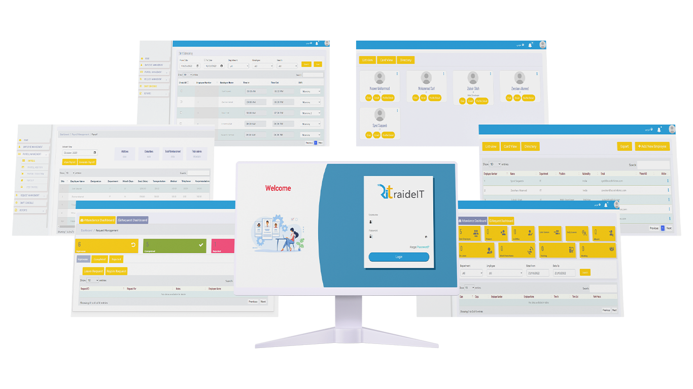 Several Screens of Accounting software