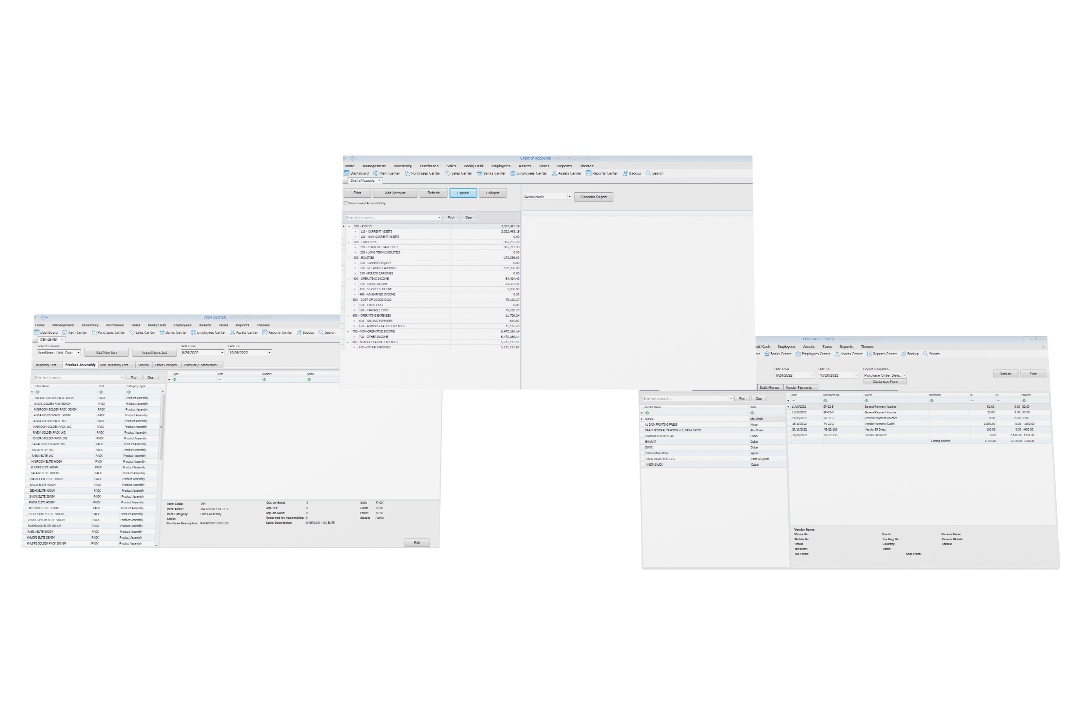 Screenshots of assets management software 
